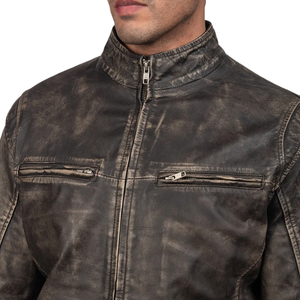 Chaqueta de Cuero Negra Personalizada para Hombre, Estilo Café Racer, Chaqueta de Motero Vintage Premium, Fabricante de Ropa de Marca Privada OEM, Proveedor Mayorista - Product Image 6