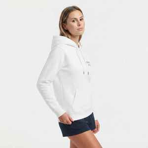 <b>Women's</b> <b>White</b> <b>Hoodie</b> 100% Cotton Fleece Casual Pullover Regular Fit With Side Pockets Solid Color Autumn Wear - Product Image 1