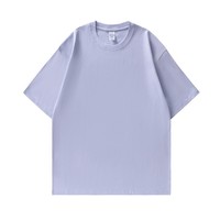 T-shirt décontracté à col rond en coton pur 220G, coupe ample, couleur unie, pour hommes et femmes, fabriqué en Chine (Bangladesh)
