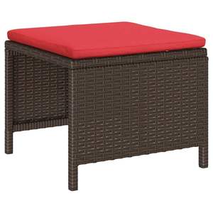 Ensemble de canapés de jardin en polyrotin marron et rouge, 6 pièces, avec coussins - Product Image 6