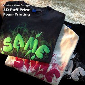 T-shirt en coton 100% uni, surdimensionné, épais, personnalisé avec logo 3D en relief, pour hommes et unisexe, vente en gros - Product Image 2