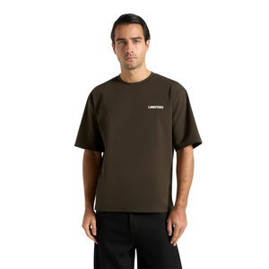 Camisetas de algodón de jersey para hombre, cuello redondo, manga corta, ajuste regular y relajado, estampado pequeño en el pecho, espalda lisa, casual, venta al por mayor, personalizadas, OEM - Product Image 3