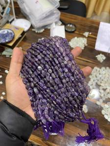 Natural <b>Amethyst</b> Tumble Beads Smooth Oval Purple Quartz Strands for Necklace <b>Bracelet</b> Jewelry Making Wholesale - Product Image 3