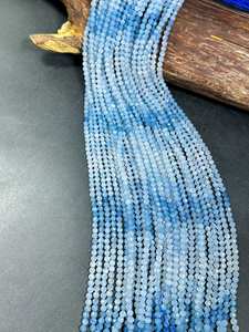 ลูกปัดพลอยอะความารีนธรรมชาติทรงกลมเหลี่ยมเพชรพลอย สีฟ้าสวยงาม คุณภาพสูง สำหรับทำเครื่องประดับ - Product Image 2