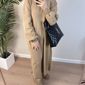 Ropa Islámica de Invierno, Abaya de Tela de Punto, Conjunto de 2 Piezas, Top y Pantalones, para Mujeres Musulmanas Tradicionales - Product Image 5