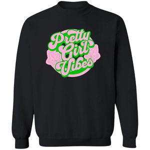 เสื้อสเวตเชิ้ตคอกลมพิมพ์ลายกราฟิก Black Pretty Girl Vibes แขนยาว ปลายแขนจั๊มพ์ ผ้าฟลีซลำลองสำหรับผู้หญิง สวมใส่ได้ทุกวัน สไตล์สตรีท - Product Image 1