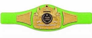 Custom Green PU Martial Arts Championship <b>Belt</b> With Gold Silver Plate Logo Center Unisex Durable Training Equipment - Product Image 4