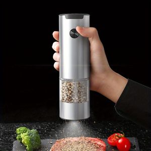 Macinapepe elettrico a LED bianco, 1 pezzo, funzionamento automatico con una sola mano, base di ricarica doppia e regolazione della macinatura - Product Image 5