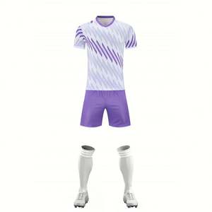 Maillots de football unisexes personnalisés, ensembles de tenues de football à séchage rapide, 100% polyester, logo à pois sur le devant, ensemble de vêtements de football - Product Image 1