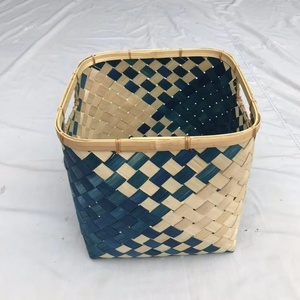 Paniers de rangement ronds en bambou écologiques, tissés à la main, motif géométrique moderne, organisateur multi-usages - Product Image 2