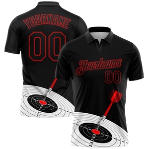 Wholesale Direct OMMIZ INDUSTRY Custom Black Red 3D Pattern Design <b>Dart</b> <b>Board</b> Target Performance Golf Polo Shirt - Product Image 1