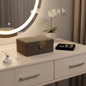 Elegant Beaded MDF Fabric Jewelry <b>Box</b> <b>Floral</b> Handmade Craft Design Decorative Storage Organizer 1-3L Capacity Gift Packaging - Product Image 2