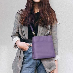 <b>Purple</b> PU Leather Shoulder Bag Women <b>Handbag</b> Zipper Tote Purse Lightweight Soft Large Capacity for Daily Travel - Product Image 3