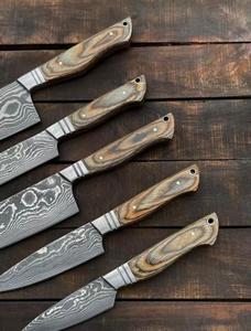 Cuchillos de chef de Damasco hechos a mano de alta calidad, juego de 5 piezas con mango personalizado, multiusos y ecológicos - Product Image 3