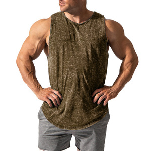 Débardeur Homme Musculation Haute Qualité avec Boutons 100% Coton Séchage Rapide Respirant Effet Délavé Vêtement de Sport - Product Image 1