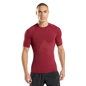 Camiseta deportiva de secado rápido para hombre 220gsm compresión Spandex poliéster transpirable ropa de gimnasio Atlético camiseta de nailon poliéster - Product Image 3