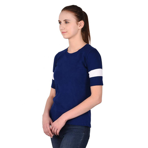 T-shirt col rond pour femme en jersey de coton doux et léger à manches courtes, haut décontracté d'été personnalisable en gros - Product Image 5
