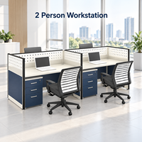 Poste de travail modulaire moderne pour bureau à aire ouverte avec rangement, bureau pour zone de travail partagée