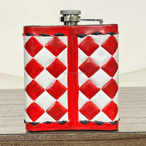 Nouvelle Arrivée March Expo : Gourde de Poche Artisanale en Cuir Véritable à Carreaux, en Acier Inoxydable, Anti-Fuite, pour Whisky - Product Image 6