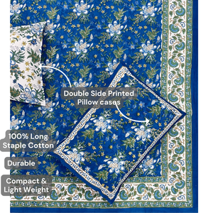 Super Soft Premium Grade Floral Jaipuri Indian Pigment Printed Organic Cotton Folded Bedsheet Set Breathable 200TC <b>King</b> <b>Size</b> - Product Image 4