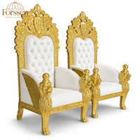 Chaises de mariage de luxe dorées, chaises royales à dossier haut pour la mariée et le marié, pour la scène de mariage, les banquets d'hôtel, les événements