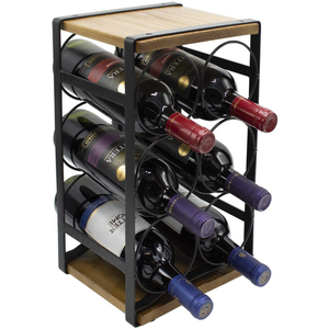 Finest Quality ROYAL HOME COLLECTION Modern Wood Metal 6-Bottle Wine <b>Rack</b> Tabletop Holder Stand Space-Saving Storage Organizer - Product Image 3