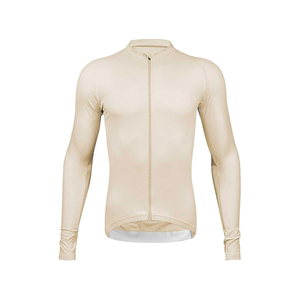 Maillot de Ciclismo Beige de Manga Larga con Cierre Frontal Completo para Hombre y Mujer, Ropa Deportiva - Product Image 1