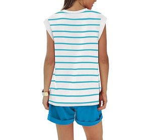 Conjunto Ligero para Mujer, Top de Manga Corta y Pantalones Cortos a Juego, Ropa de Verano para Estar en Casa, 100% Algodón Ecológico, Impermeable - Product Image 4