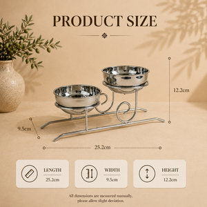 Plat de service surélevé de luxe en acier inoxydable à double compartiment – Accessoire haut de gamme pour la restauration et les réceptions - Product Image 2