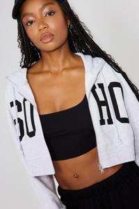 Sweat à capuche entièrement zippé en polyester/coton, épais, écologique, coupe oversize, broderie personnalisée, double fermeture éclair, délavage acide, style streetwear, blanc - Product Image 2