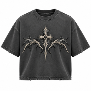 เสื้อยืดโอเวอร์ไซส์สไตล์วินเทจฟอกสีแบบแอซิดวอช ผ้าคอตตอนหนา 100% ทรงหลวมไหล่ตก สตรีทแวร์ แห้งเร็ว ระบายอากาศได้ดี - Product Image 1