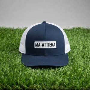 Casquette de baseball pour homme bleu marine avec dos en maille blanche, fermeture snapback, patch personnalisé, style streetwear décontracté - Product Image 5