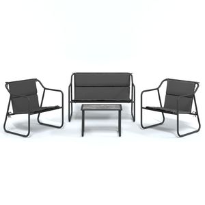 Ensemble de salon de jardin en acier anthracite thermolaqué, durable et de taille moyenne - Product Image 2