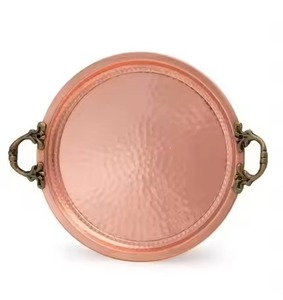 Designer <b>Copper</b> Serving Tray Classic Serving Platter for Snacks Drinks Tea Coffee in Home Kitchen Dining <b>Table</b> - Product Image 1