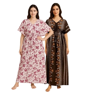 Chemise de nuit en coton pur pour femmes |   Kaftan Maxi pour femmes |   Robes de nuit kaftan pour femmes |   Chemise de nuit en coton pour femmes élégante | - Product Image 3