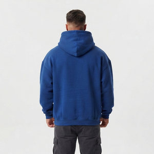 Men's Loose Fit Distressed Embroidery Hoodies Long Sleeve Drop Shoulder Hood Winter Street Wear Polyester Fleece Hoodie Men - Product Image 2