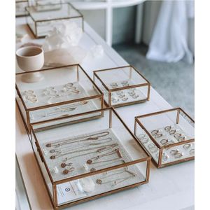 Nordic Clear Glass Jewelry Box Industrial Metal Frame Decorative <b>Keepsake</b> Organizer <b>Wedding</b> Gift Display Box Desktop Storage - Product Image 6