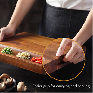 Planche à découper en bois d'acacia avec rainure pour les jus, poignées ergonomiques, écologique, certifiée FSC, ustensile de cuisine, option de logo personnalisé - Product Image 4