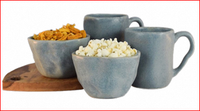 Tasses et bols en grès, Bol en porcelaine émaillée bleue, Bol de service en céramique, Tasse à collation créative émaillée pour la cuisine et la salle à manger