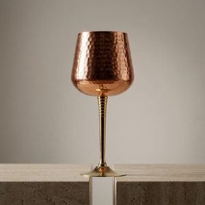 Copper Wine Glass with Hammered Finish, Elegant Brass Stem Goblet Elegant Decorative Drinking Vessel - Product Image 3