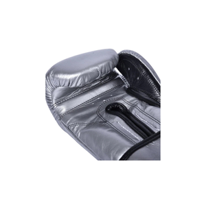 Silver Leather Boxing Gloves 16 Oz <b>Velcro</b> Wrist Closure For Adults Training Use - Product Image 3