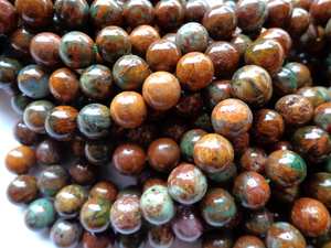 Cuentas de Ópalo Verde Africano Natural, Redondas, Color Verde Marrón, Alta Calidad, Tira Completa de 15.5 Pulgadas - Product Image 5