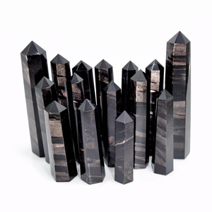Punta de Cristal de Jaspe Hipersteno Natural, Rayada, Pulida a Mano, Torre de Piedra Preciosa Oscura para Meditación, Reiki, Sanación Energética de Chakras, EE. UU. - Product Image 1