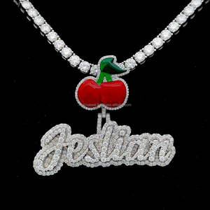 Fruit Bail diamant pendentif argent massif glacé diamant Logo Bail nuit lueur dans l'obscurité émail nom personnalisé diamant pendentif - Product Image 6