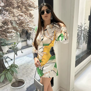 Latest Customized Ruffle <b>Mini</b> Woven Satin Solid Floral <b>Printed</b> Button A-Line Eco-Friendly Casual Evening Beach Wear Women Dress - Product Image 1