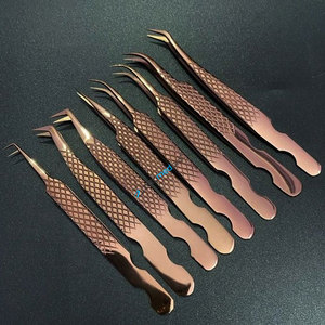 Pinzas Profesionales para Extensión de Pestañas, Color Oro Rosa, Acero Inoxidable de Grado Quirúrgico, Agarre Fuerte, Punta Fina - Product Image 3