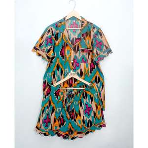 Conjunto de Pijama de Mujer 100% Algodón Puro, Clásico, de Manga Corta, Cuello en V, con Cordón Ajustable, Suave, de Secado Rápido y Transpirable - Product Image 5