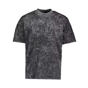 Camiseta de Cuello Redondo para Hombre, 100% Algodón, Lavado Ácido, Color Sólido, Secado Rápido, Transpirable, con Logotipo Personalizado, Estilo Vintage, Fitness, Streetwear, Hip Hop 2025 - Product Image 1