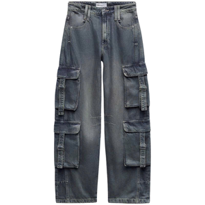 Jean classique en denim délavé bleu pour hommes, pantalon droit en coton confortable, prix d'usine en gros OEM bas quantité minimale de commande - Product Image 2