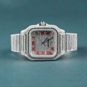 Montre carrée personnalisée entièrement sertie de diamants Moissanite VVS, style Hip Hop, automatique pour homme - Product Image 1